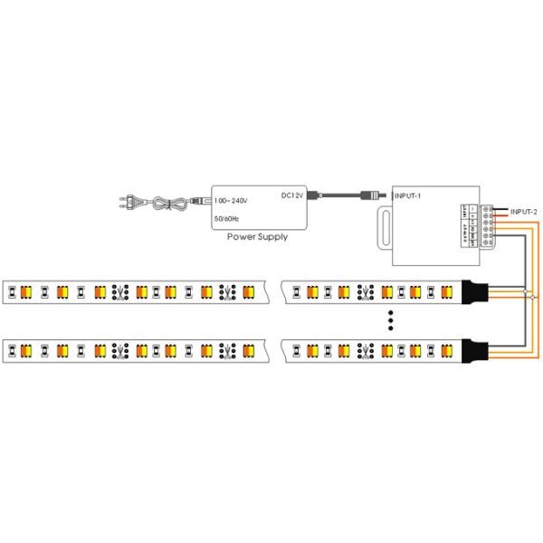Adjustable CCT 60led/m SMD5050 LED strip light, IP65 LED digital strip DC12V