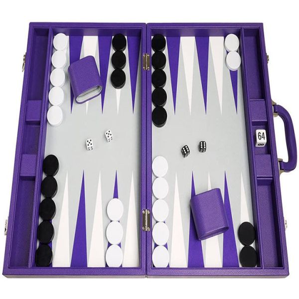 Purple High End Portable PU Leather Game Boxes Backgammon Board Box Custom Size