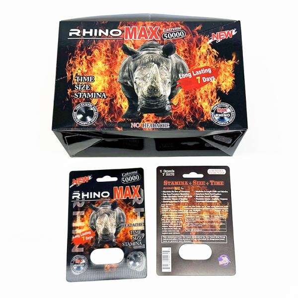 Customized Rhino 69 Enhancing Pill Paper Packaging Box For Secure Dry Storage