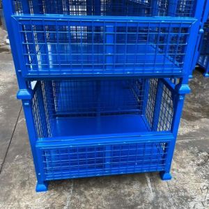 China Industry Bulk Storage Stackable Stillage Cage Folding Galvanized 800x1200 Wire Mesh on sale