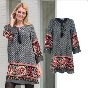China Factory price Patterned Border Dress Spring Dress for women on sale