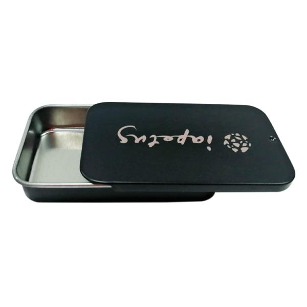 Mini Portable Rectangular Food Storage Tins Slide Top Tin Container For Candies Pills