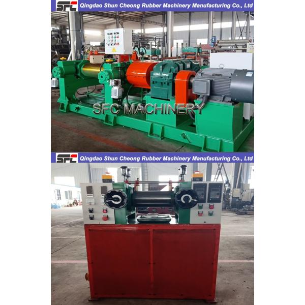 Open Type Two Roll Mill / Rubber Mixing Mill With Stock Blender