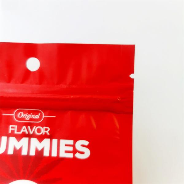 Three Side Seal Gummy Mylar Weed Packaging Plastic Packaging Pouch With Zipper And Hole