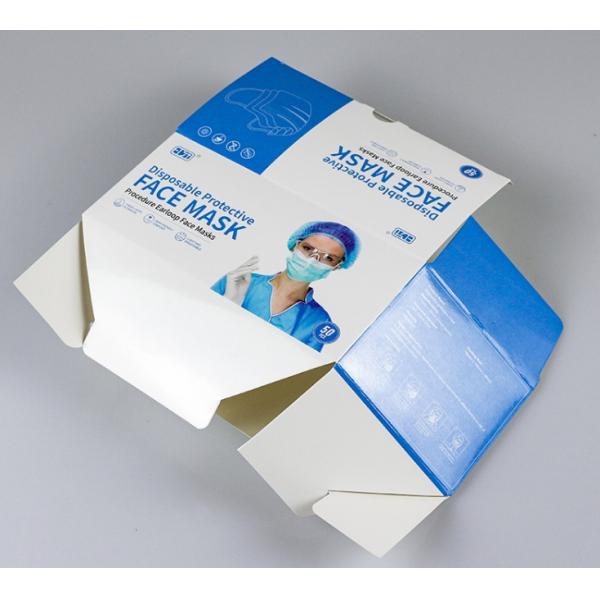 ISO14001 CMYK Face Mask Medical Box Packaging , PMS Disposable Face Mask Box