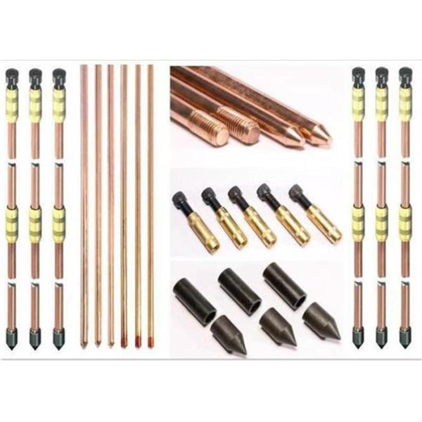 Weld Copper Ground Rod Threaded 1000mm 1200mm 1500mm Copper Earth Rod With Accessories