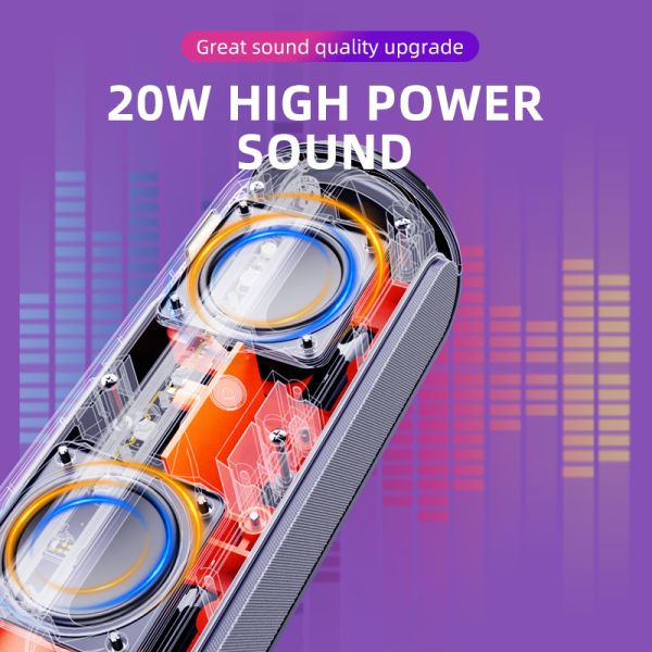 Magnetic Mount Portable Bluetooth Speaker IP66 Waterproof 20W Bass Outdoor Subwoofer Audio