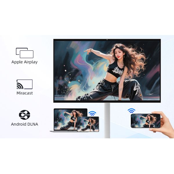 27" Portable Smart TV on Wheels Touchscreen 1080p Android 12 OS