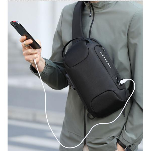 Wholesale new custom logo waterproof large capacity Single Shoulder Messenger Bag USB charging men chest bag