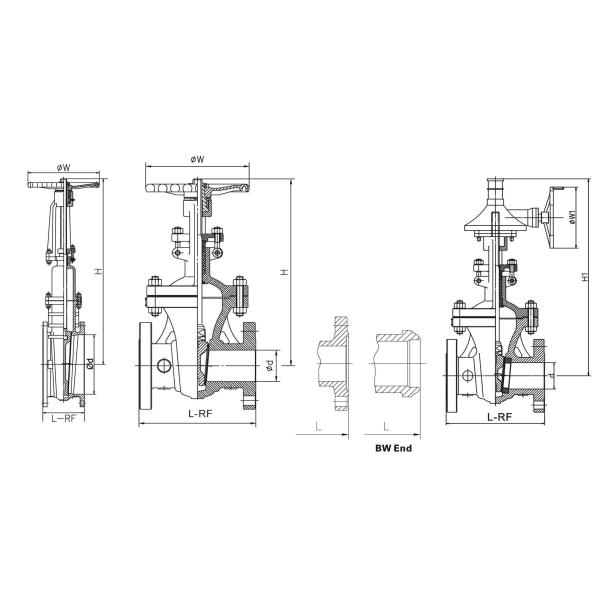 Manual Operated Pn16 Bolted Bonnet Gate Valve Backseat Design RF / BW