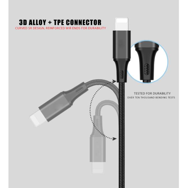 Multi 3 In One Usb Charging Cable Nylon Braided Multi Colored With Micro