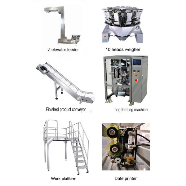 Advanced Full Automatic Multi Function Ten Heads Coffee Bean Snack Candy Rice Sugar Salt Chips Food Packaging Machine