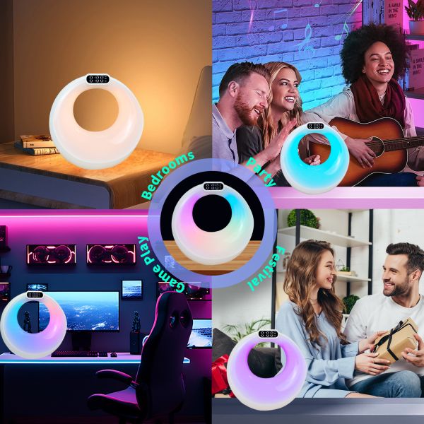Portable Wireless Gaming LED Smart Bluetooth Speaker Colorful Alarm Clock Outdoor Party Audio Player