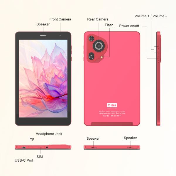 C Idea 5g Android Tablet 8+512gb 8 Inch Tablet For Students With Sim And Wifi Cm828 Red