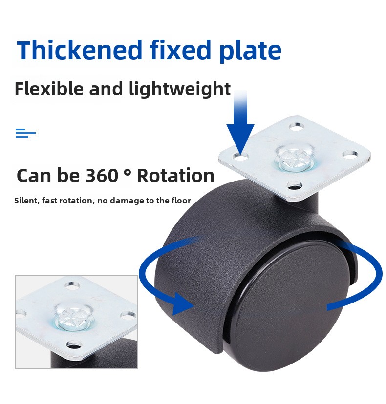Modern 2.5 Inch Flat Snap Spring Casters Silent Universal Nylon Wheels for Dining Kitchen Furniture Appliances Direct Factory