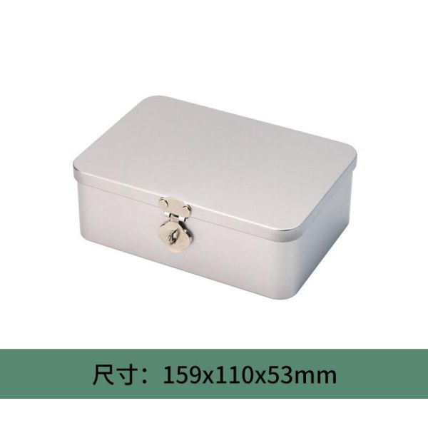 Stationery Rectangular Silver Tin Box Hinged Lid Metal Pencil Box With Embossing Iron Craft