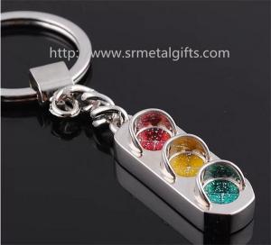 China Metal traffic light charm pendant keychains, epoxy painted traffic light fob key rings, on sale