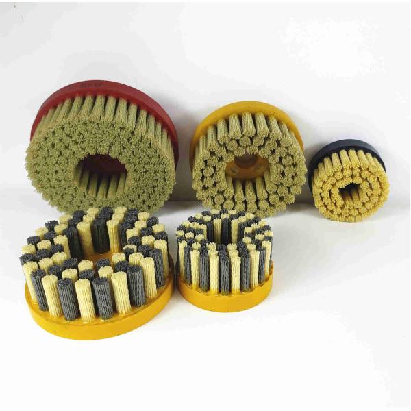 High Density Rotary Nylon Staple Set Disc Brush For Deburring Metal Edge