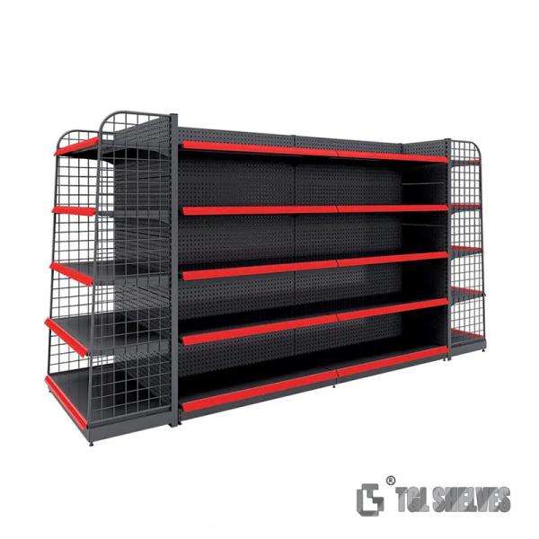 Grocery Gondola Supermarket Shelf Rack TGL Cold Rolled Steel Material