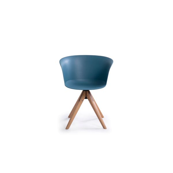 Swivel Restaurant Dining Chairs PP Shell Tapered Solid Beech Wood Legs For Bistro