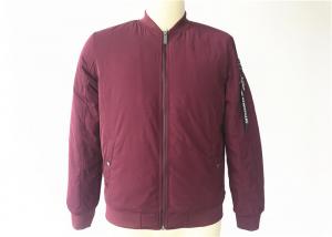 Buy cheap Burgundy Mens Polyester Bomber Jacket Long Sleeve Comfortable Feeling Tw80712 product
