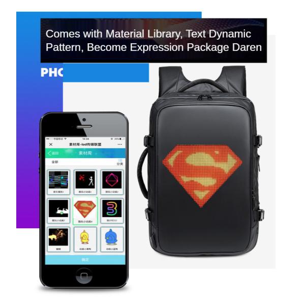 ISO9001 28 Litre Smart LED Backpack Waterproof Travel Bag