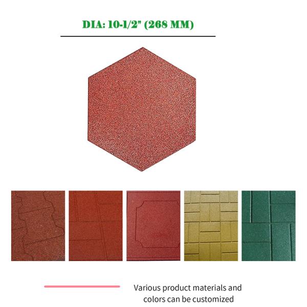 Hexagon Rubber EPDM/SBR Pavers Red Color Rubber Brick For Equestrian And Racecourse Area