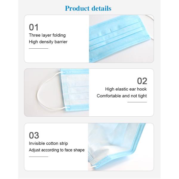 Wholesale Manufacturer Disposable Non Woven 3 Ply Face Mask 3 Layer face mask disposable