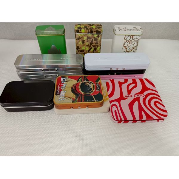 Food Grade Rectangular Embossed Tinplate Metal Box for Cigar Candy Tea