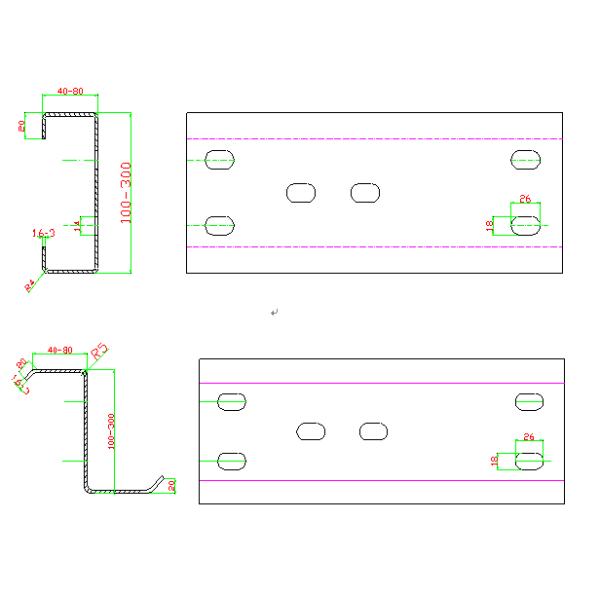 High Speed Fly Cutting Purlin Roll Forming Machine With Two Sides Gear Box Driving