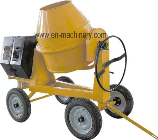 Mini Cement Mixer Rated Overload Concrete Mixer For Cast Iron CogWheel And Rubber Wheels