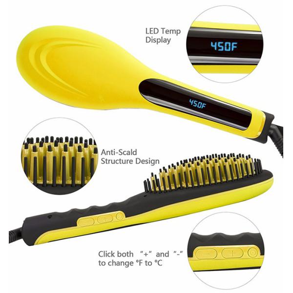 PTC Heater Hair Straightener Brush Comb 248F-450F Ceramic Coating Plate