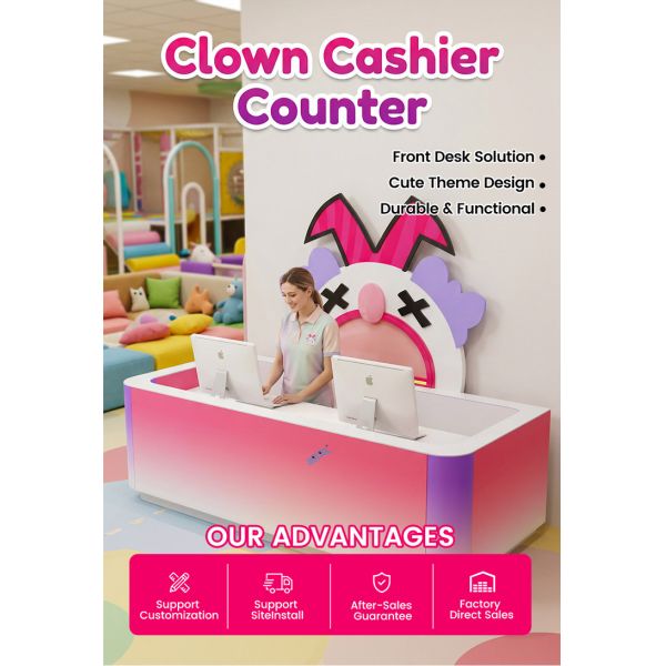Clown Cashier Counter for Indoor Playground - Durable Commercial Front Desk Solution