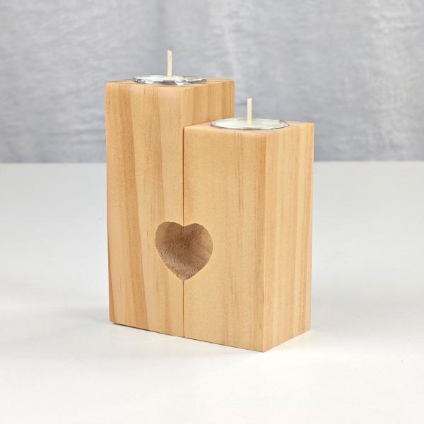 Eco Friendly Wooden Sublimation Candle Holder Ambient Decoration Couple Romantic Heart Shaped Wedding Decoration Candle Holder