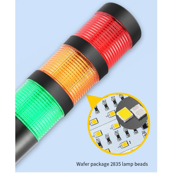 Q1 Series Multi-Layer LED Signal Tower Light with Foldable Base & >95dB Buzzer for CNC Machine Tools