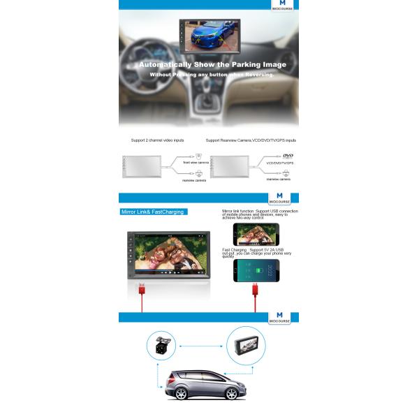 Wholesale Mirror Link 2 Din 7"Touch Screen Car Stereo with Bluetooth