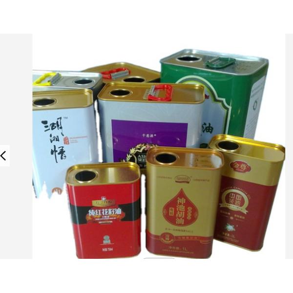 1 Gallon Cooking Oil Tin Can Plastic Handle Rectangular Tin Containers