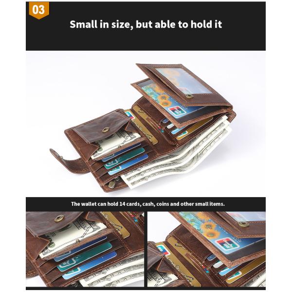 Men's Slim Card Holder Billfold Money Clip Wallet Genuine Leather Small Bag for Rfid