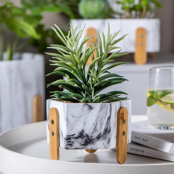 Marble Finish Cactus Flower Pots Homewares Decorative Items Succulents Plant Pots Cement Table Vases