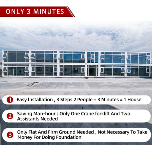 Steel Prefab House Hotel 20ft Foldable Luxury Container Houses with Glass Mirror