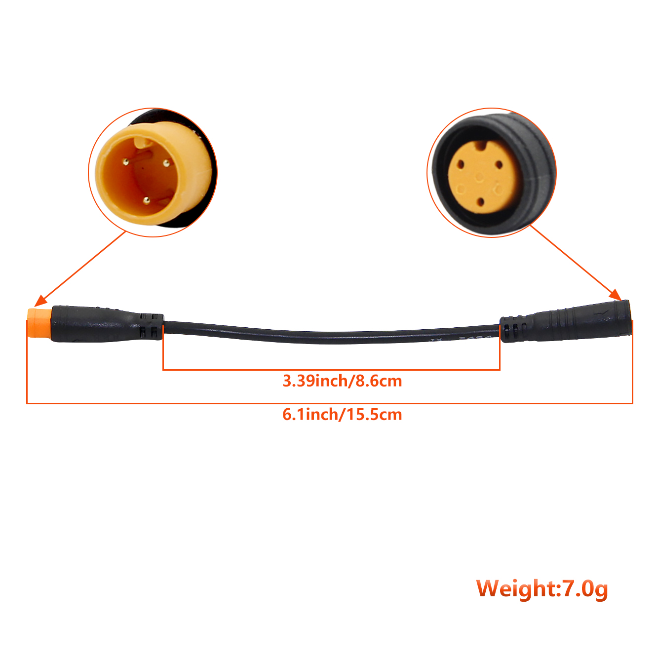 IP67 Waterproof 3 Pin E-Bike Extension Cable Connector Wire for Throttle Gear Sensor Brake Lever Scooter Parts