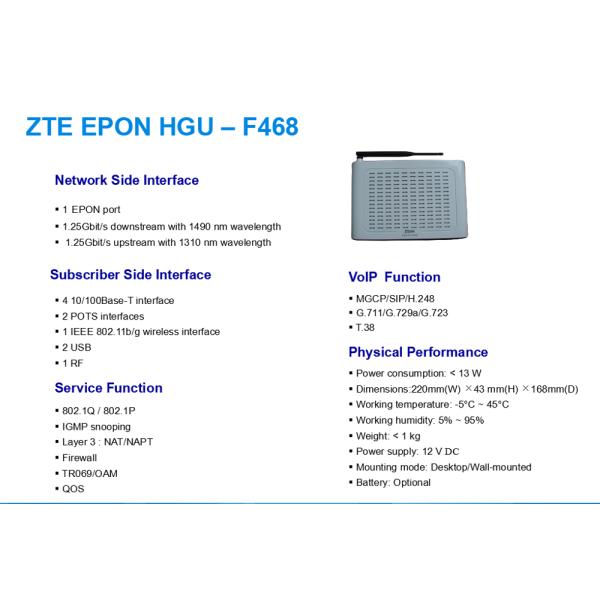 FTTB FTTH for Intelligent home network access ZTE F468 EPON
