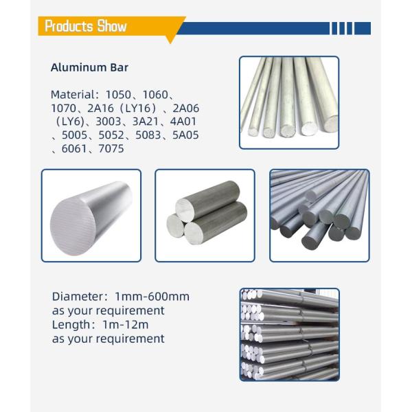 7075 6082 5060 Solid Aluminum Bars 3003 2017 Aluminum Solid Rod