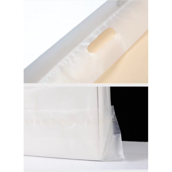 HDPE Self-adhesive Portable Plastic Tote Bag for Takeaway Color Box Packaging Plastic Bags Custom logo