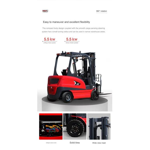 2 Ton Electric Forklift with Solid Tires and AC Controller for Versatile Applications