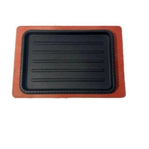 Buy cheap Manufacturers Cookware Bbq Griddle Plate Cast Iron Square Grill With Wooden Base product