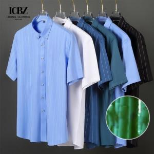 China Summer Micro-elastic Wrinkle-Resistant Men's Shirt with Ice Silk Bamboo Fiber Fabric on sale