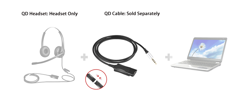 BNQD Quick Disconnect To 3.5mm 4-Pole TRRS Headset Cable For Call Center