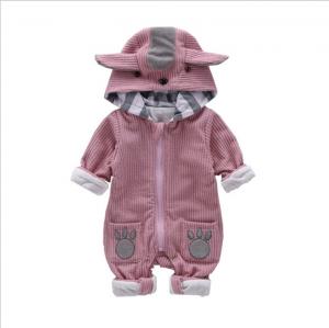China Funky Cute Newborn Baby Clothes Animals Pattern Winter Rompers For Baby Girl on sale
