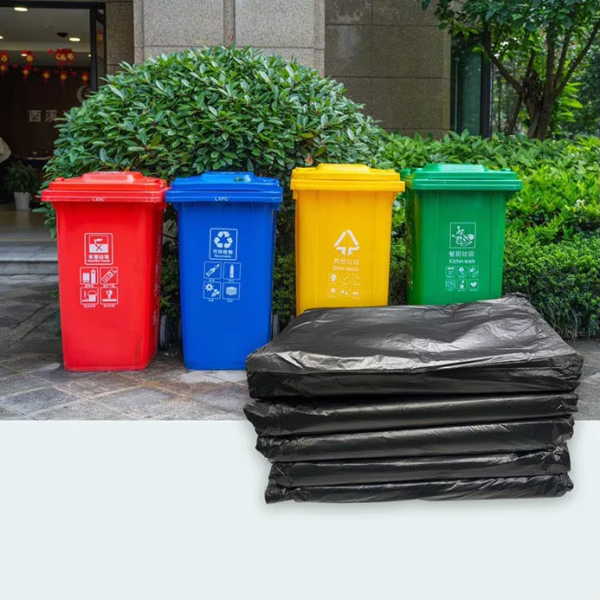 Biodegradable black flat-bottomed corner support garbage bags, used for packaging toilet paper and Tampon plastic waste rolls